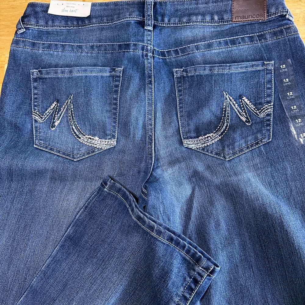 Maurices Women's Blue Embroidered Back-Pocket Jeans